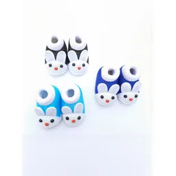 LMN CHILD CARE Unisex Kids Pack of 3 Cotton Booties image 1