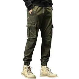 l'monte Imported Men's Slim Fit Casual Cotton Cargo Joggers Track Pants with Expandable Elastic Waist-picture-18