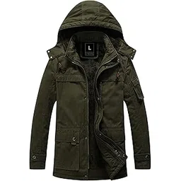 l'monte Men's Imported Heavy-Duty Winter Jacket - 100% Cotton Coat with Fleece Lining, Detachable Hood & Multiple Pockets - Windproof, Warm, Stylish for Outdoor & Casual Winter Wear-picture-55