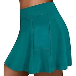 Lnrueg Fitness Training Yoga Athletic Skirt Simple Fashion Breathable Tennis Skort Soft Lightweight Causal Ruffle Fashion High Waist Simple Workout Skort Golf Skort Exercise Skort for Women-picture-32