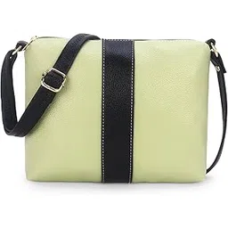 locania Women's Crossbody Slingbag, Black and Beige, Faux Leather, Adjustable Strap, Classic Design, Casual Everyday Shoulder Purse-picture-53