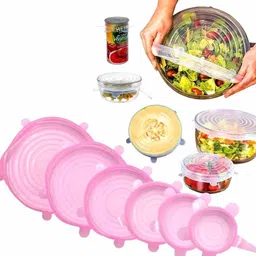 lockup Silicon Reusable Strech Elastic Cover Lids Seal for Bowls Dishes Utensils Glass Flexible Strechable Microwave Pink & Yellow 8.165574537258166 inch Lid Set-picture-22