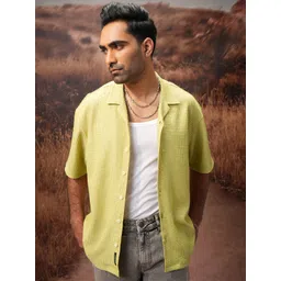 LOCOMOTIVE Men Premium Bubble Textured Cuban Collar Oversized Shirt-picture-31