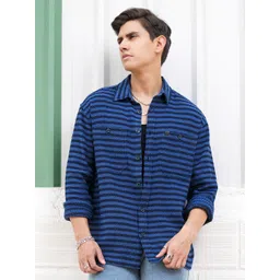 LOCOMOTIVE Men Premium Dobby Textured Striped Utility Pocket Overshirt-picture-37