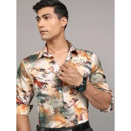 LOCOMOTIVE Premium Slim Fit Abstract Printed Satin Casual Shirt-picture-12