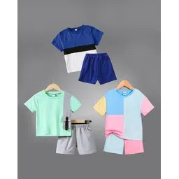 lofn Boys Pack of 3 Colourblock T-Shirts with Shorts-picture-10