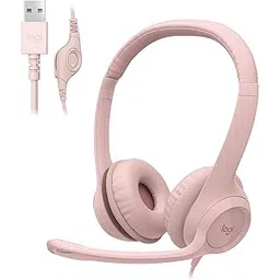 Logitech H390 Wired Headset for PC/Laptop, Stereo Headphones with Noise Cancelling Microphone, USB-A, in-Line Controls, Works with Chromebook - Rose-image-13