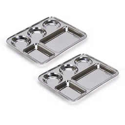 lolykitch Stainless Steel Rectangular 5 in 1 Compartment/Dinner Plate Set of 2Pcs Dinner Plate-picture-39