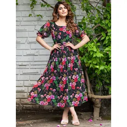 LONDON BELLY Floral Print Georgette Fit & Flare Midi Dress-picture-36