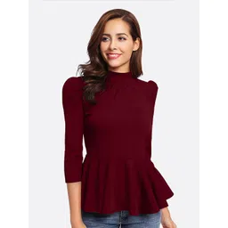 LONDON BELLY Maroon Peplum Top-picture-40