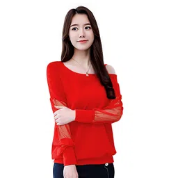 LONDON BELLY Red Bishop Sleeves Blouson Top-picture-33