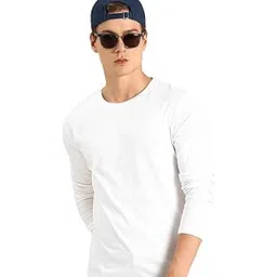 London Crew Round Neck T-Shirt | Full Sleeves | Regular Fit Men's T-Shirt | 100% Cotton T-Shirt with Plain Solid Men�s Casual T-Shirt for Offices and Outing | White-picture-18