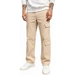 london hills Men's Cotton Blend Relaxed Fit Cargo Pants with Multi Utility Pockets | Straight Fit Casual Trousers for Men | Outdoor & Streetwear Bottom Wear-picture-25