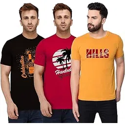 london hills Men's Half Sleeve Cotton Blend Round Neck Printed Regular Fit T-Shirts (Pack of 3)-picture-32