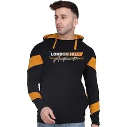london hills Men's Regular Fit Printed Full Sleeve Cotton Blend Hooded T-Shirt-picture-35