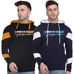 london hills Men's Regular Fit Printed Full Sleeve Cotton Blend Hooded T-Shirt (Pack of 2)-picture-39
