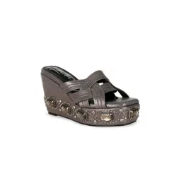 London Rag Textured Wedge Sandals with Laser Cuts-picture-28