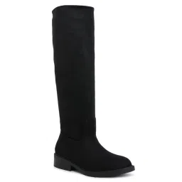 London Rag Women Black Round Toe Microfiber Calf Casual Boots-picture-11