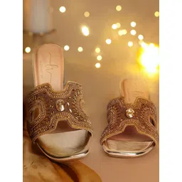 London Rag Women Embellished Block Heels Sandals With Ethnic - Embellished-picture-10