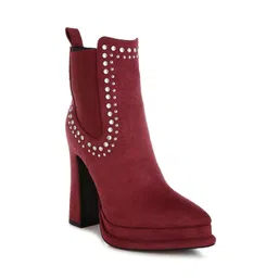 London Rag Women Embellished Pointed Toe Zip Regular Boots-picture-23