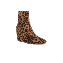 London Rag Women Leopard Printed Wedge Heeled Regular Boots-picture-45