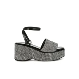 London Rag Women's Black Ankle Strap Sandals image 2