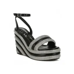 London Rag Women's Black Ankle Strap Wedges-picture-37