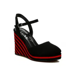 London Rag Women's Black Ankle Strap Wedges-picture-36