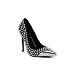 London Rag Womens Black Diamante Embellished Stiletto Pump Heels-picture-13