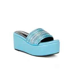 London Rag Women's Blue Ethnic Wedges-picture-28
