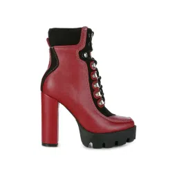 London Rag Women's Burgundy Derby Boots-picture-16