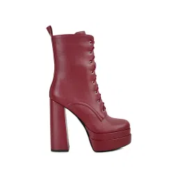 London Rag Women's Burgundy Derby Boots-picture-21