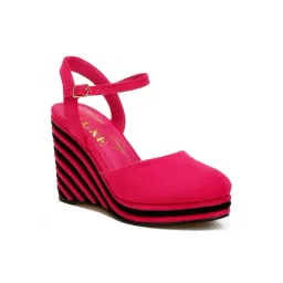 London Rag Women's Pink Ankle Strap Wedges-picture-16