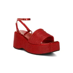 London Rag Women's Red Ankle Strap Sandals-picture-41