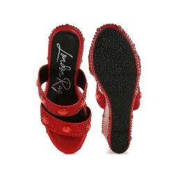 London Rag Women's Red Ethnic Wedges image 3