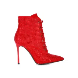 London Rag Women's Red Stiletto Booties-picture-26