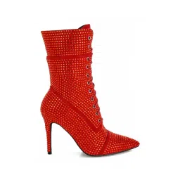 London Rag Women's Red Stiletto Booties-picture-33