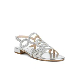 London Rag Women's Silver Ankle Strap Sandals-picture-10