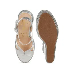 London Rag Women's Silver Ankle Strap Sandals image 3