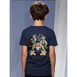london streets Navy Demon Slayer Graphic Print T-Shirt-picture-13