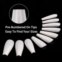 Long Coffin Fake Nails - Full Cover Natural Ballerina False Nail KIRA 400 Pcs Acrylic Nail Tips with Case, 10 Sizes image 3