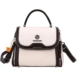 look n lock Women's Pu Leather Handbag | Stylish Crossbody Shoulder Bag With Zippered Pockets, Contrast Stitching, Adjustable Strap & Top Handle | Trendy Everyday Casual Office Sling Bag-picture-53