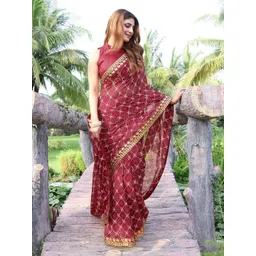Lookmark Bandhani Printed Pure Georgette Saree-picture-17