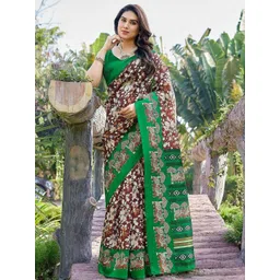Lookmark Floral Art Silk Bhagalpuri Saree-picture-15