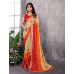 Lookmark Printed Gotta Patti Pure Georgette Bandhani Saree-picture-16