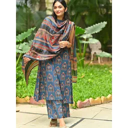 Lookmark Women Ethnic Printed Regular Kurta with Trousers & With Dupatta-picture-36