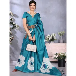 Lookmark Women Floral Printed No Border Festive Bhagalpuri Saree-picture-10