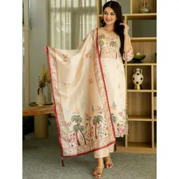 Lookmark Women Floral Printed Regular Kurta With Trousers & Dupatta-picture-38