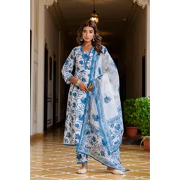 Lookmark Women Floral Printed Regular Kurta with Trousers & With Dupatta-picture-31