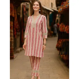 Lookmark Women Striped Kurta with Trousers-picture-26